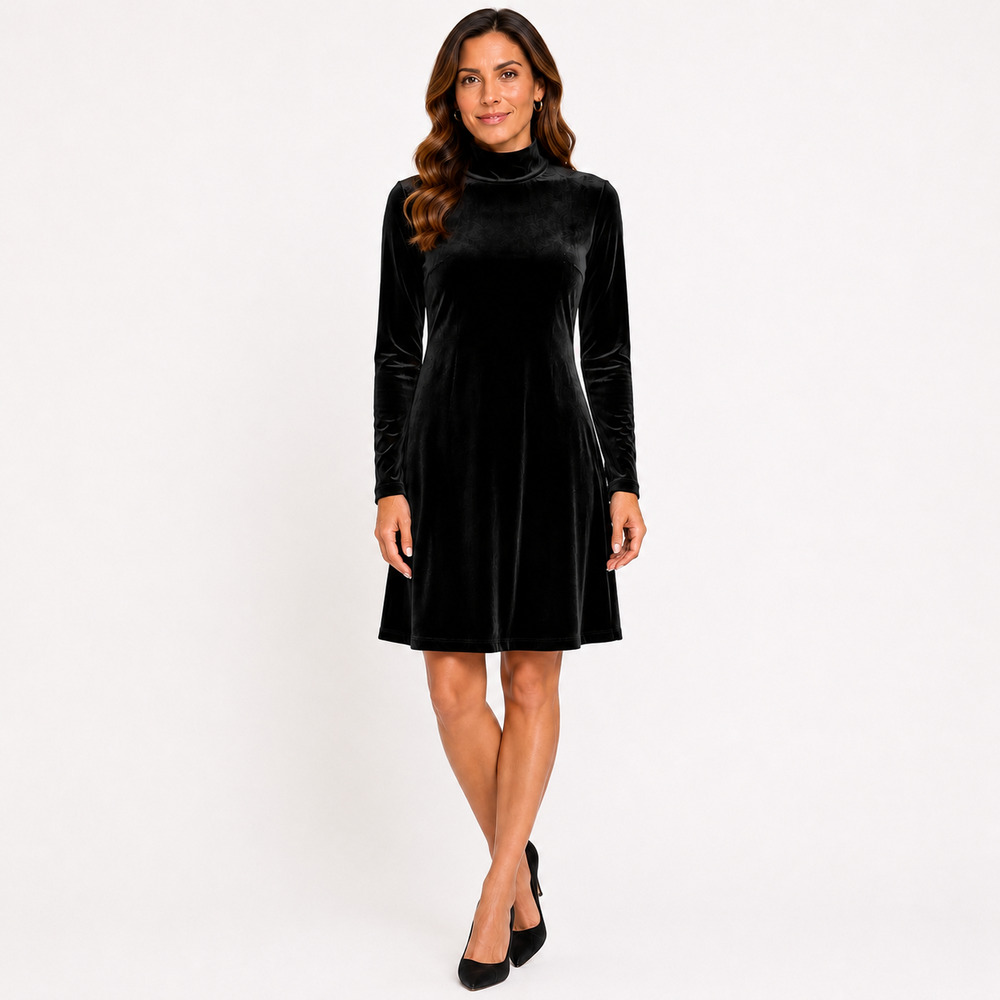 Tuckernuck Pomander Place Womens Velvet Dress XS Black Holiday Party Mod Retro